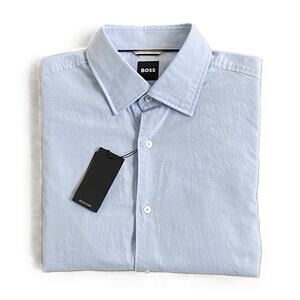 Boss Dress Shirt Men's Medium 15.5 32/33 Sharp Fit Long Sleeve Cotton Blue NEW